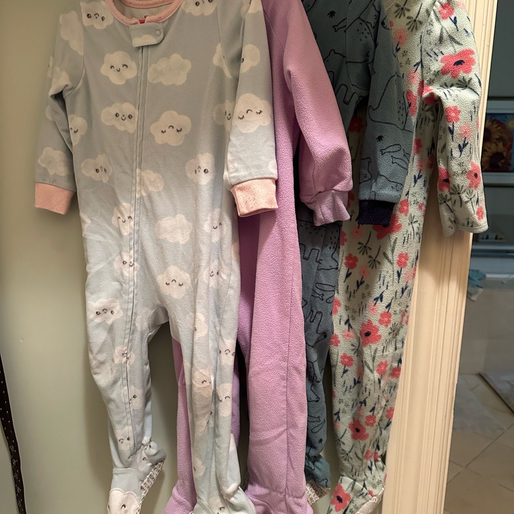 4 Warm Adorable Baby Onesies Set - Cloud, Floral, and Bunny Designs